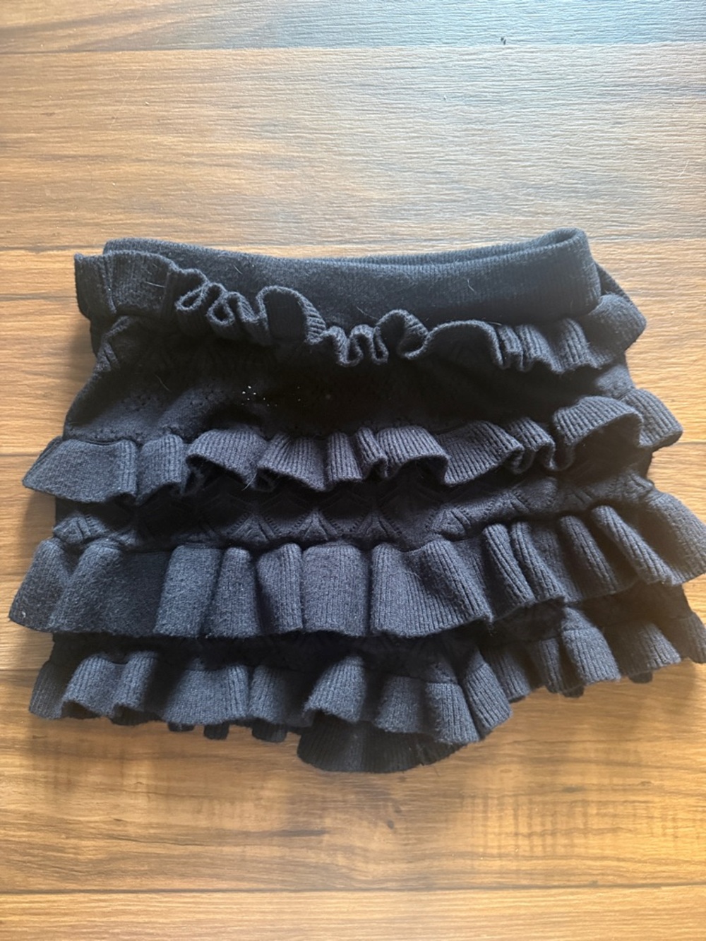 Black Ruffle Knit Mini Sweater shorts